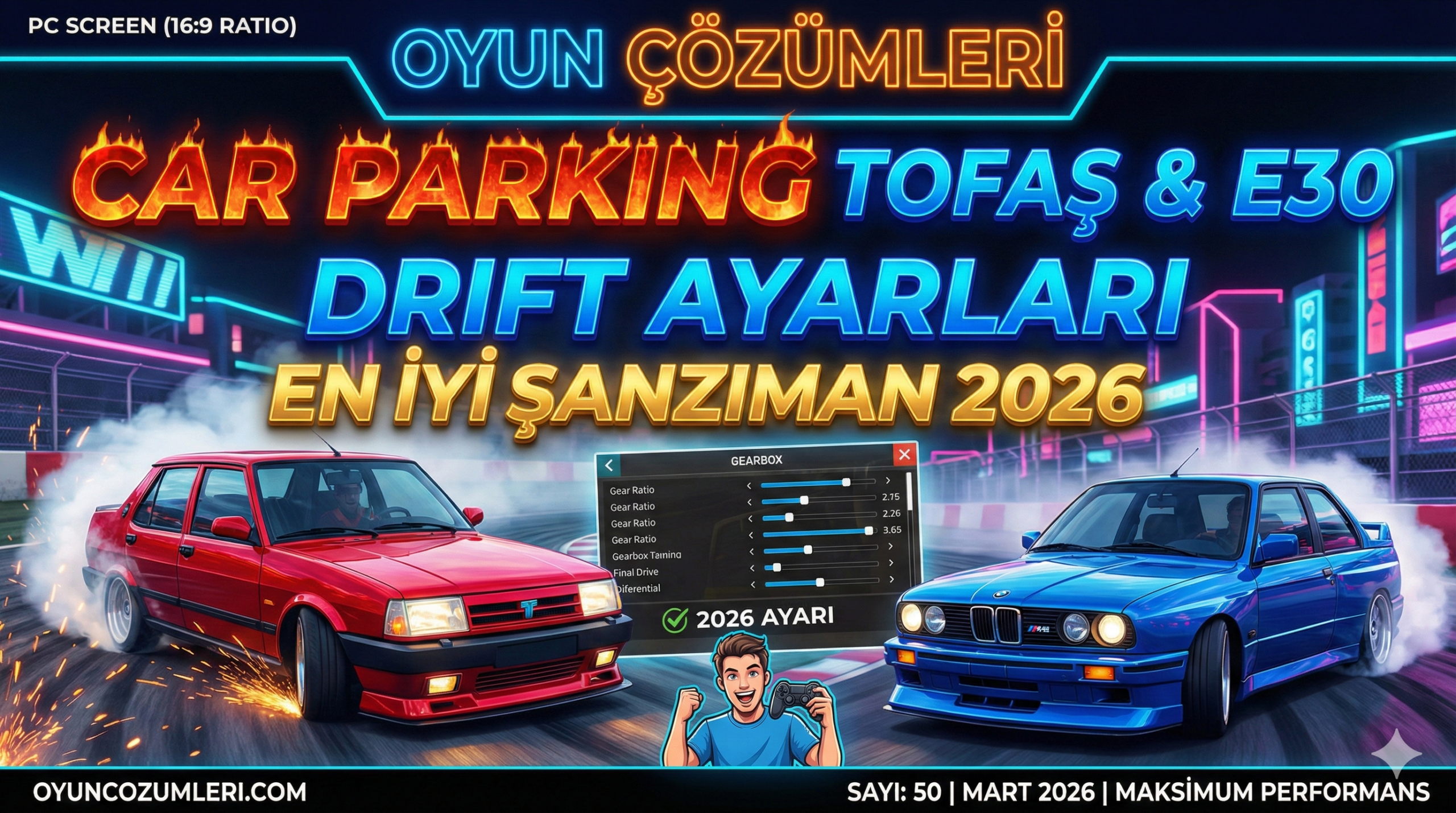 Car Parking Multiplayer'da Tofaş ve BMW E30 ile kusursuz yanlamak ister misiniz? Oysa standart ayarlar yetmez. 2026'nın en iyi RWD şanzıman ve COG kodlarını kopyalayın.