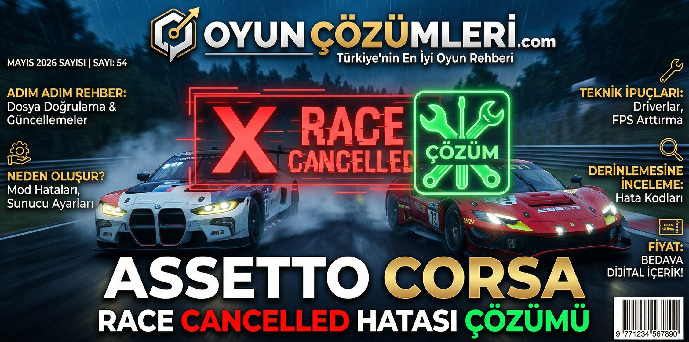 Assetto Corsa'da Go tuşuna bastığınızda Race Cancelled hatası mı alıyorsunuz? Oysa oyunu silmenize gerek yok. 2026 Content Manager kesin çözümünü uygulayın.
