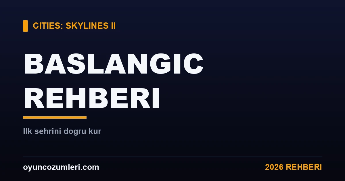 Cities: Skylines 2 Başlangıç Rehberi: İlk Şehrini Doğru Kur
