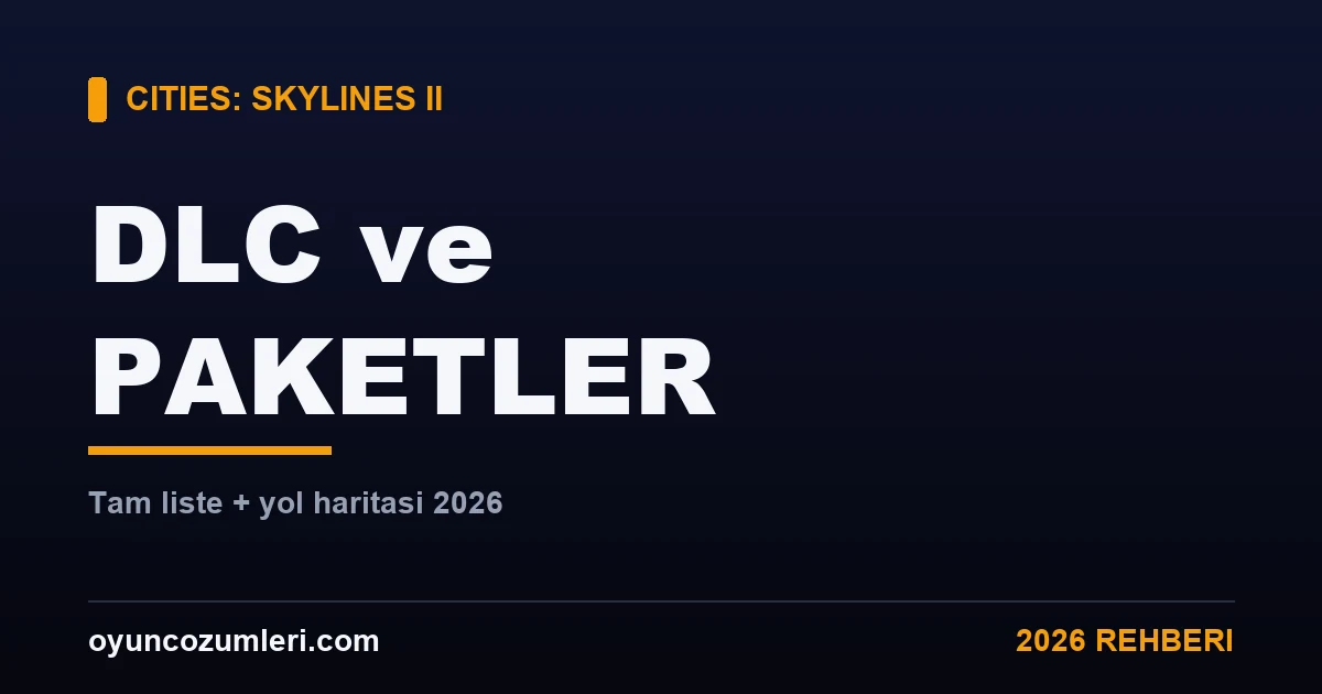 Cities: Skylines 2 DLC ve Genişletme Paketleri: Tam Liste + Yol Haritası (2026)